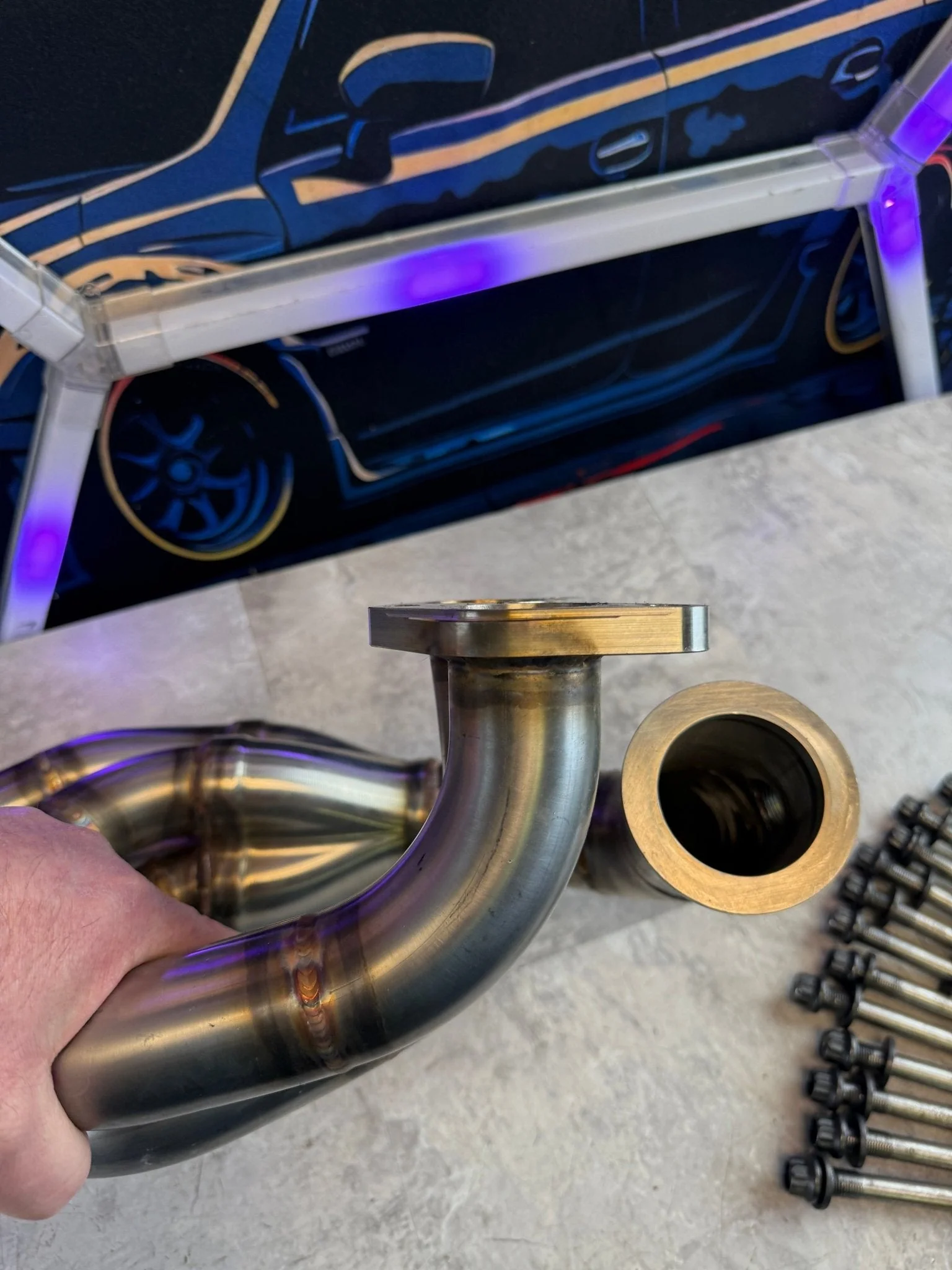 16 W Fabworks Custom SS ELH Subaru STi WRX Manifold V Band Billet Collectors EJ257 - Image 10