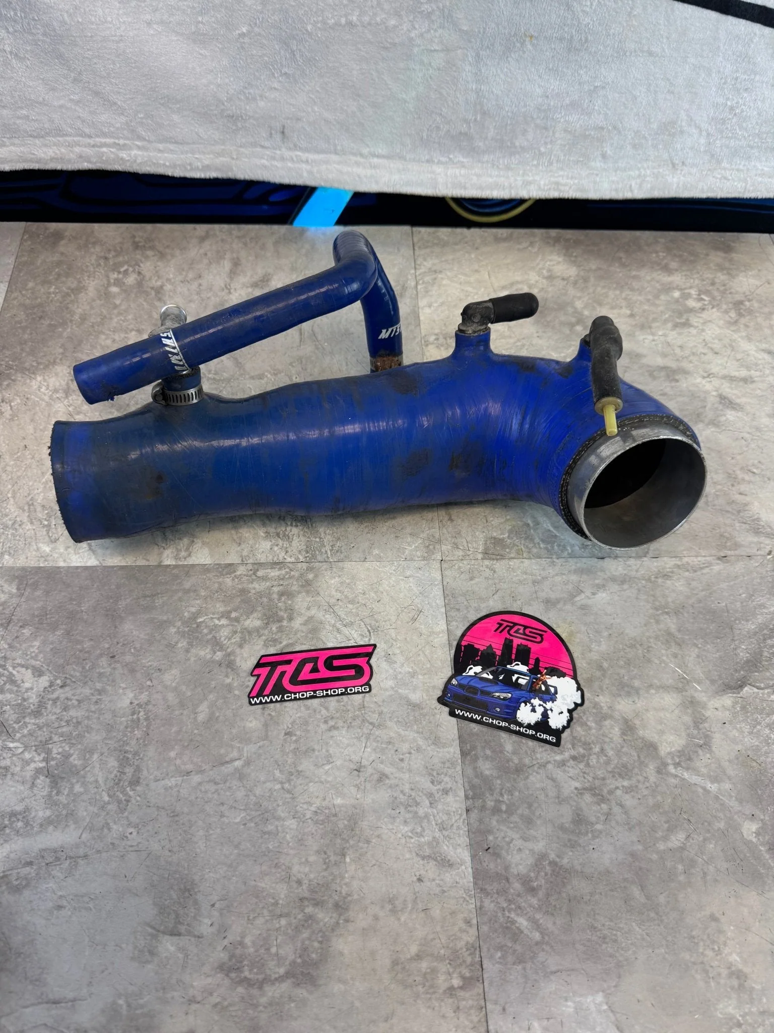 2002-2007 Subaru WRX 2004-2021 Subaru STi Perrin Silicone Turbo Inlet Blue N2 - Image 2