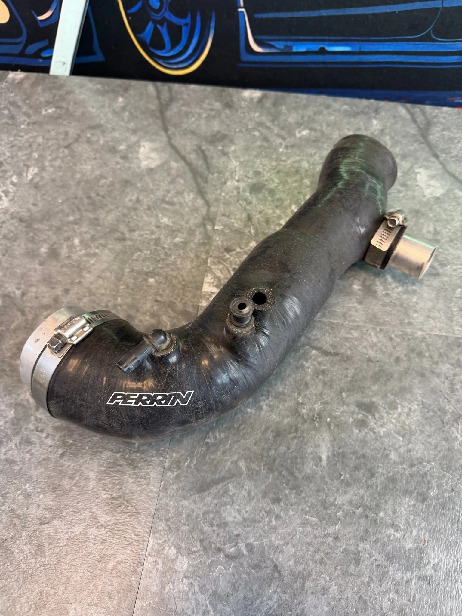 2002-2007 Subaru WRX 2004-2021 Subaru STi Perrin Silicone Turbo Inlet black - Image 4