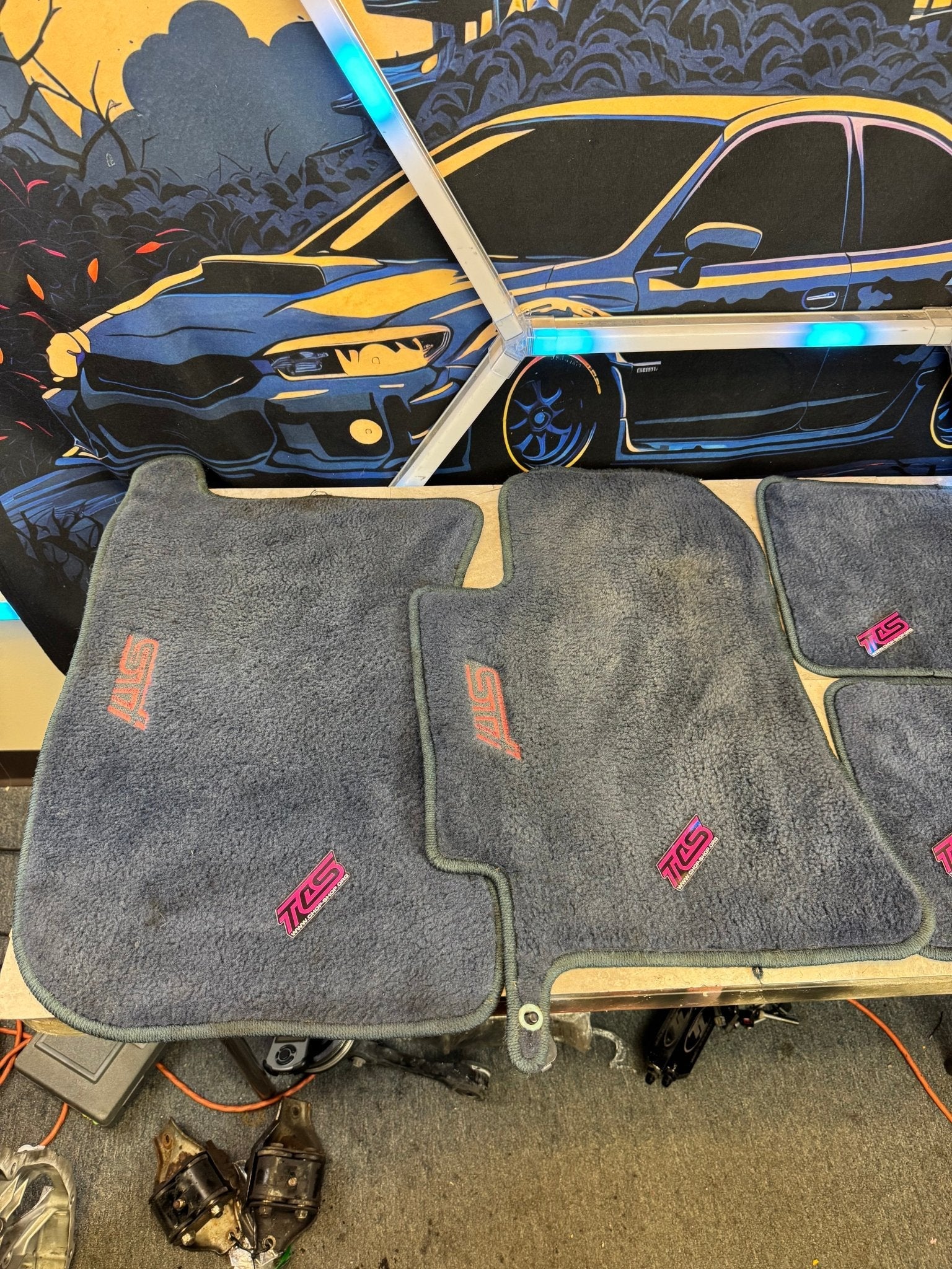 2002-2007 WRX 2004-2007 Subaru STi OEM STi Blue Floor Mats - Image 2