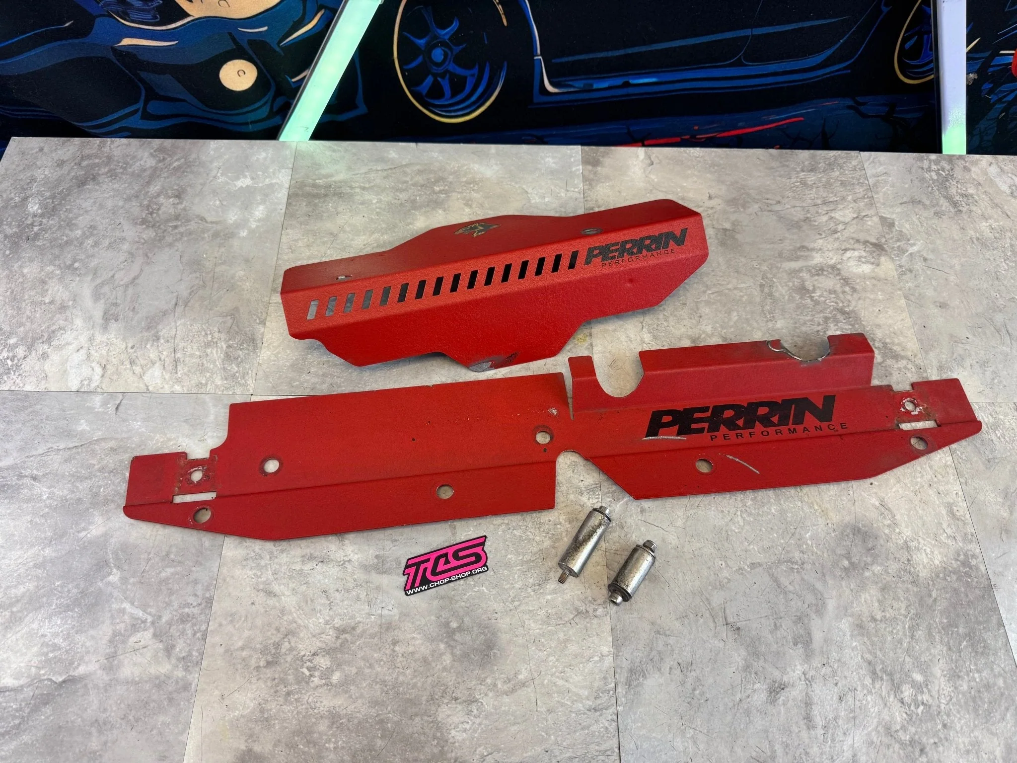 2002-2014 Subaru WRX 2004-2021 Subaru STi Perrin Radiator And Alternator Cover Shroud Red K2