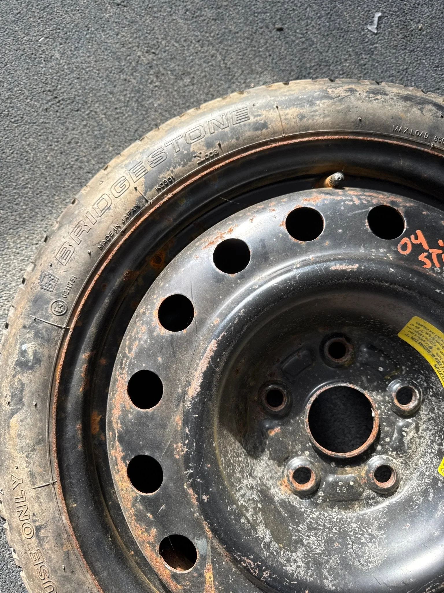 2004 5x100 Subaru Impreza WRX STi OEM Spare Tire Bridgestone T135/70D R16 I1 - Image 3