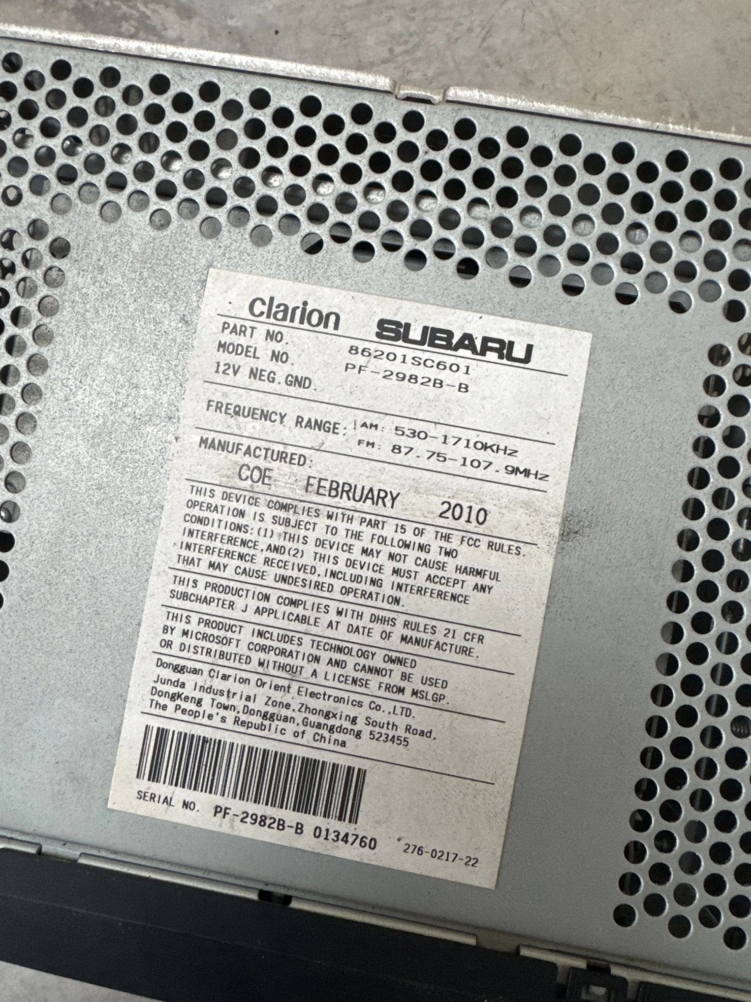 2008-2011 Subaru Impreza AM FM OEM Radio Mp3 CD XM Capability B5 - Image 6