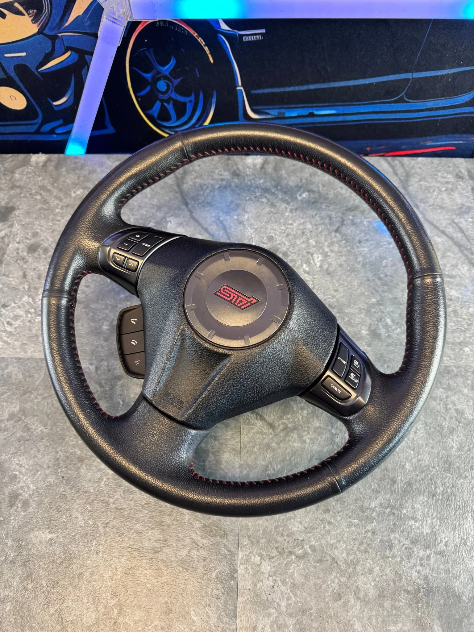 2008-2014 Subaru WRX STi OEM Steering Wheel And Airbag Assembly Rare Black Accenting O1 - Image 2