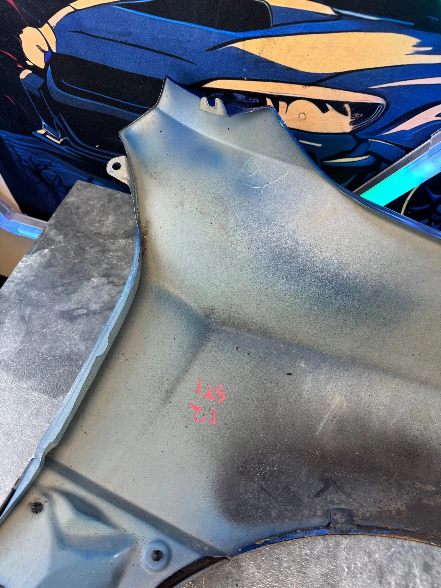2008-2014 Subaru WRX STi WRB World Rally Blue OEM Driver Side Fender - Image 8