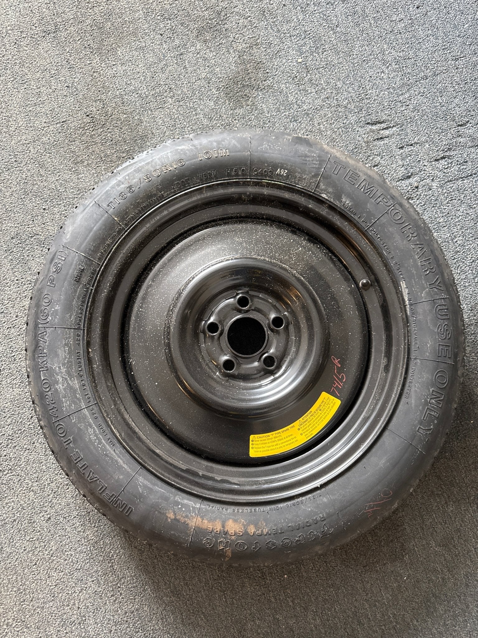 2010-2014 SUBARU LEGACY 16 Emergency Temporary 16x4 Spare Tire T135/80R16 I1