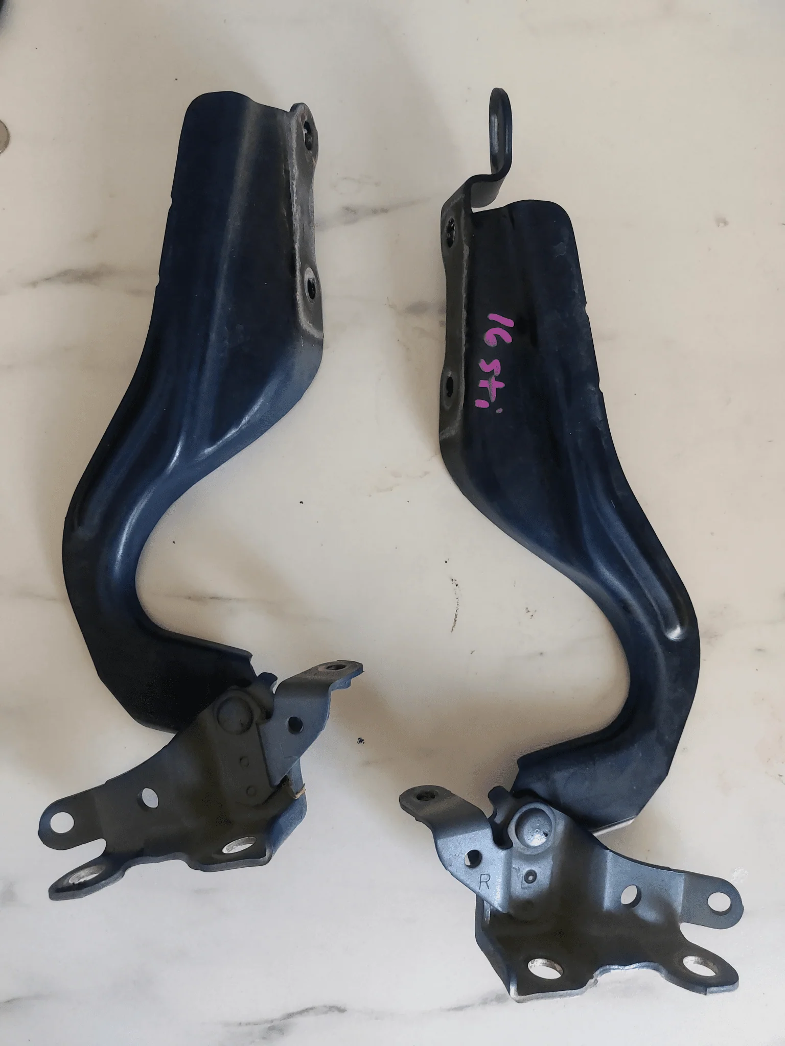 2015-2021 Subaru STi OEM Hood Hinges LH RH Pair Blue J4