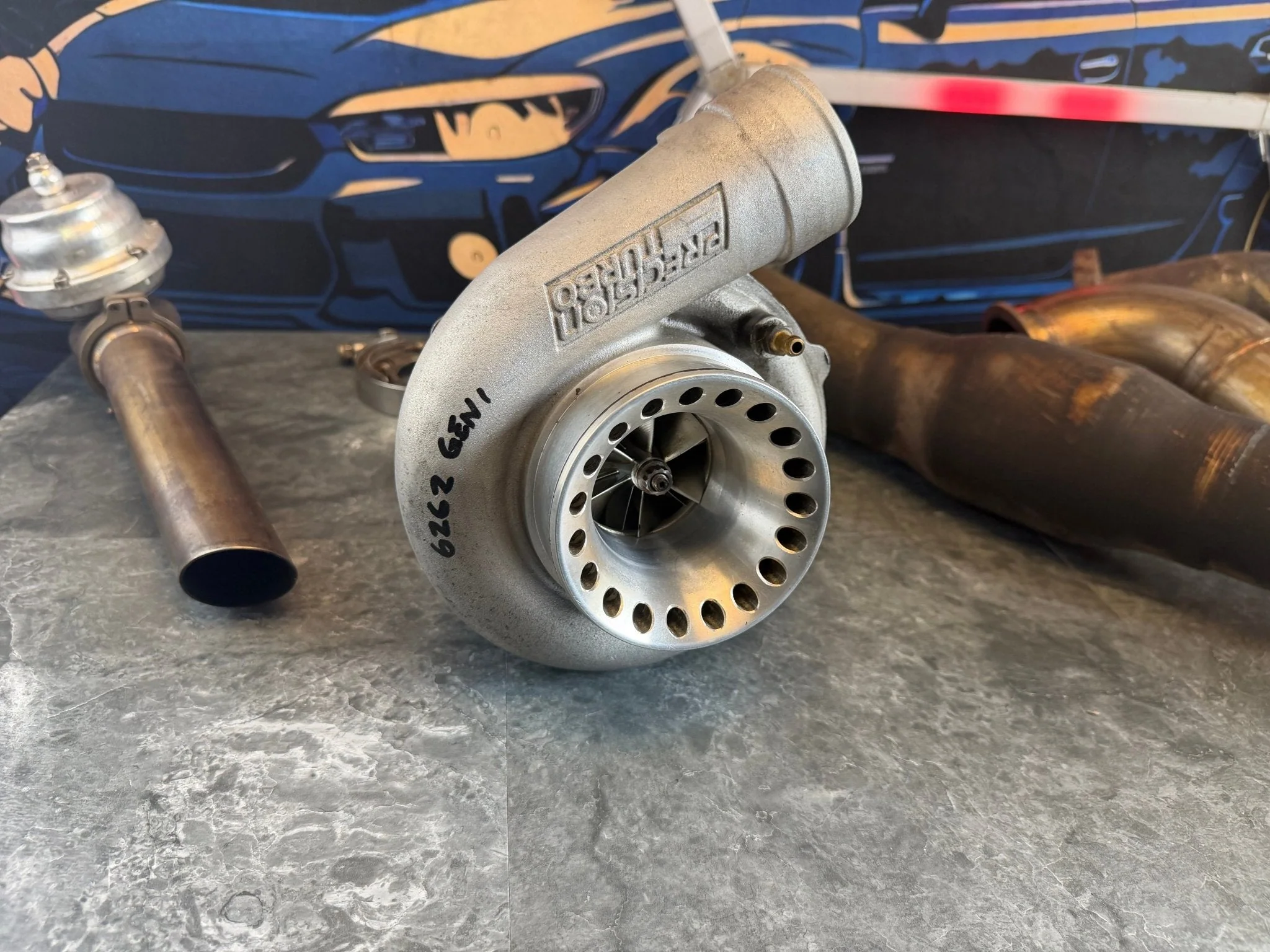 700hp Subaru STi Rotated Turbo Kit AMS PTE 6262 Billet Ball Bearing TiAL EWG 44mm - Image 5