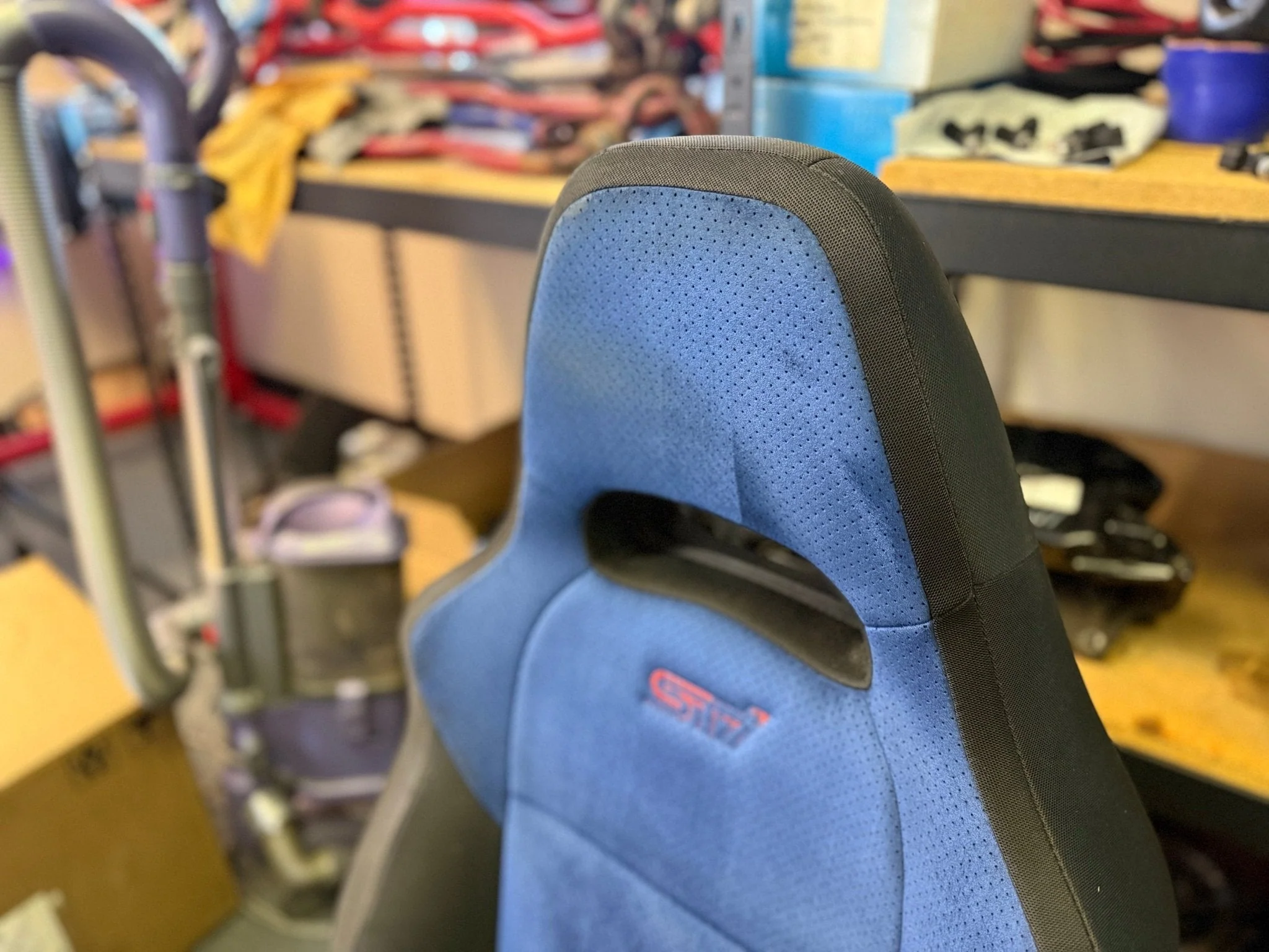 SUBARU STi Front Rear Seat Set WRX Swap OEM Alcantara 2002-2007 Pink Logo - Image 8