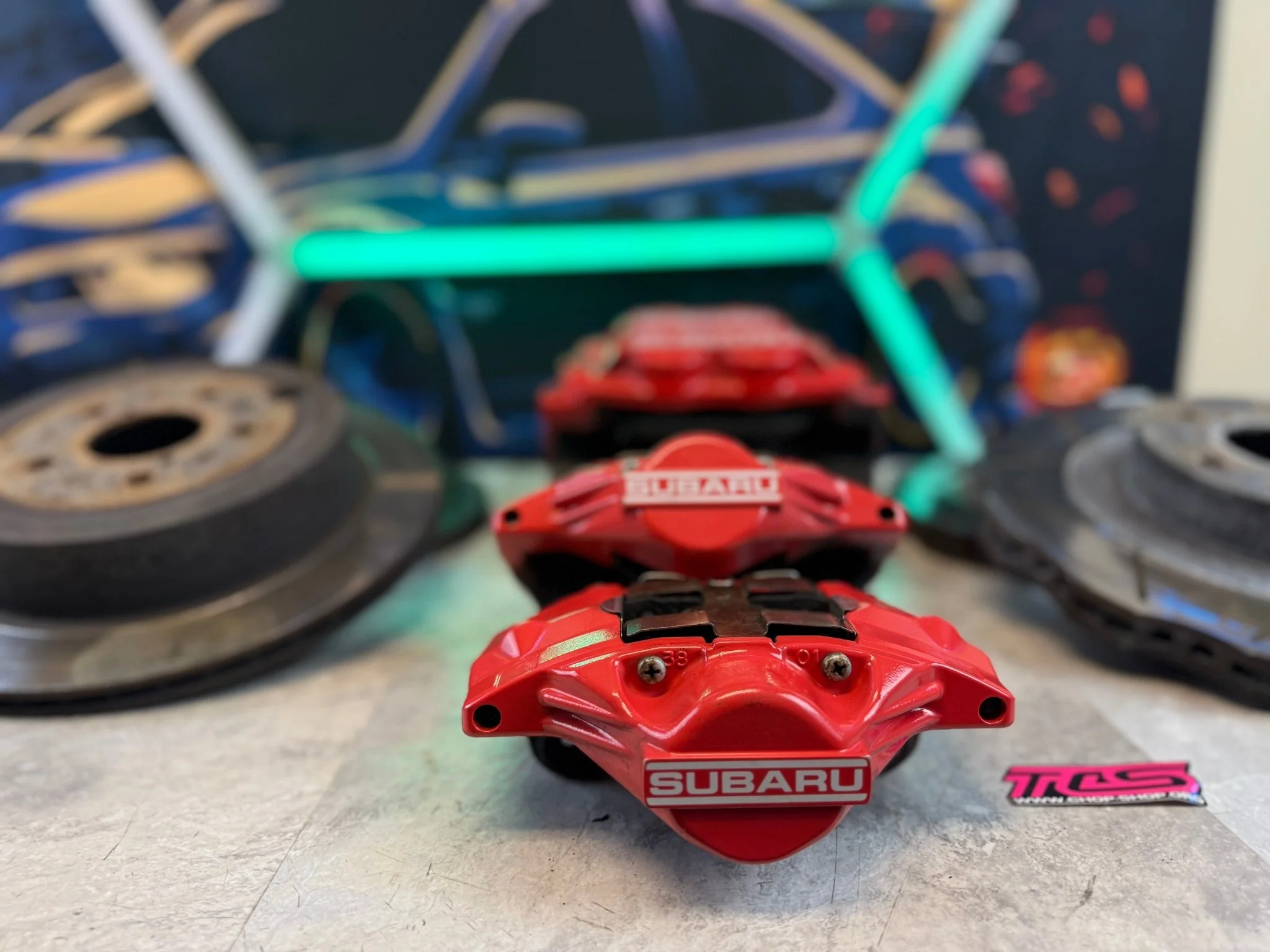 FAST WRX brake kit 5x100 08-14 SUBARU WRX 4 / 2 pot Fuji calipers wave spec rotors & adapters - Image 10