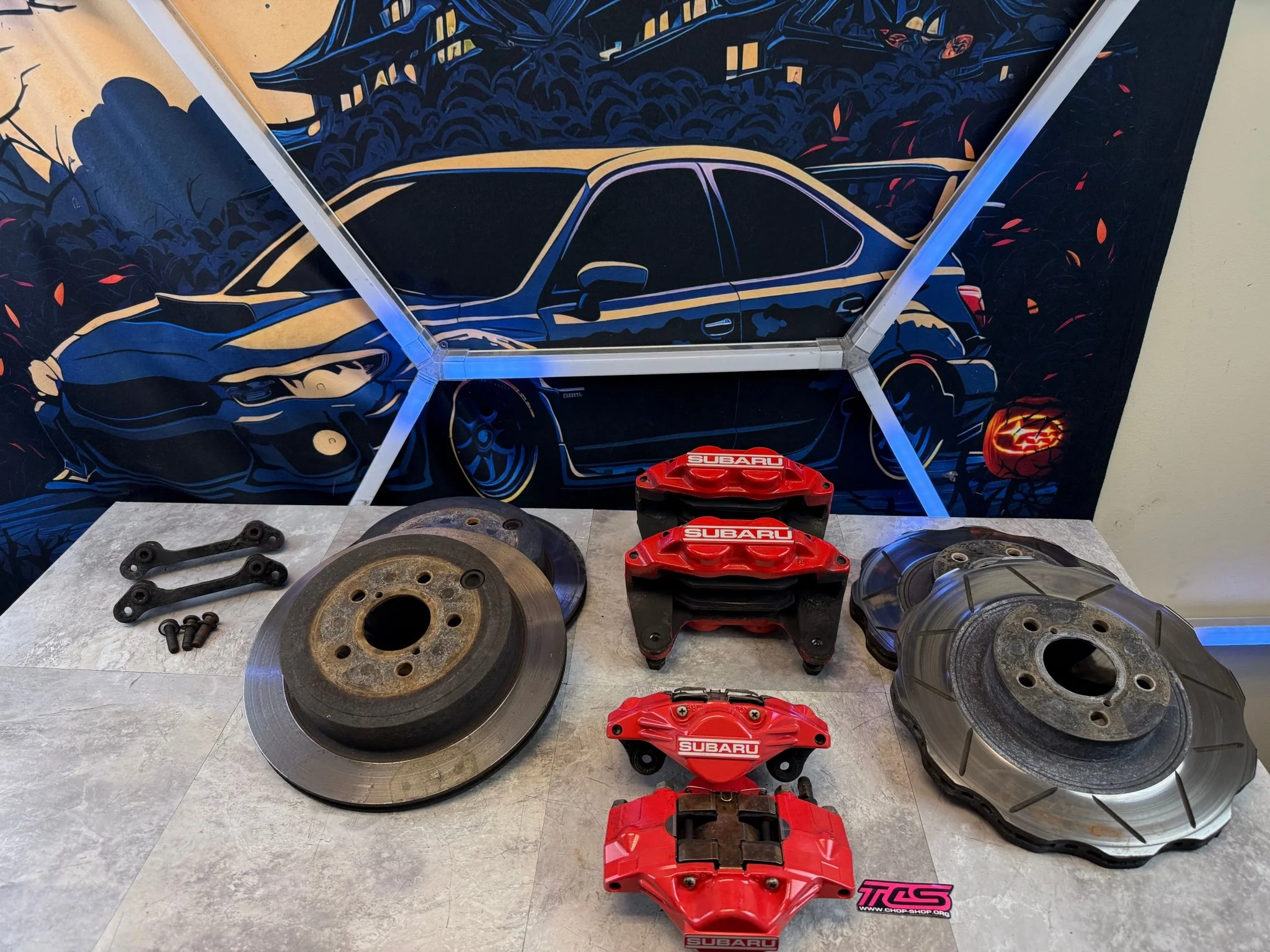 FAST WRX brake kit 5x100 08-14 SUBARU WRX 4 / 2 pot Fuji calipers wave spec rotors & adapters - Image 17