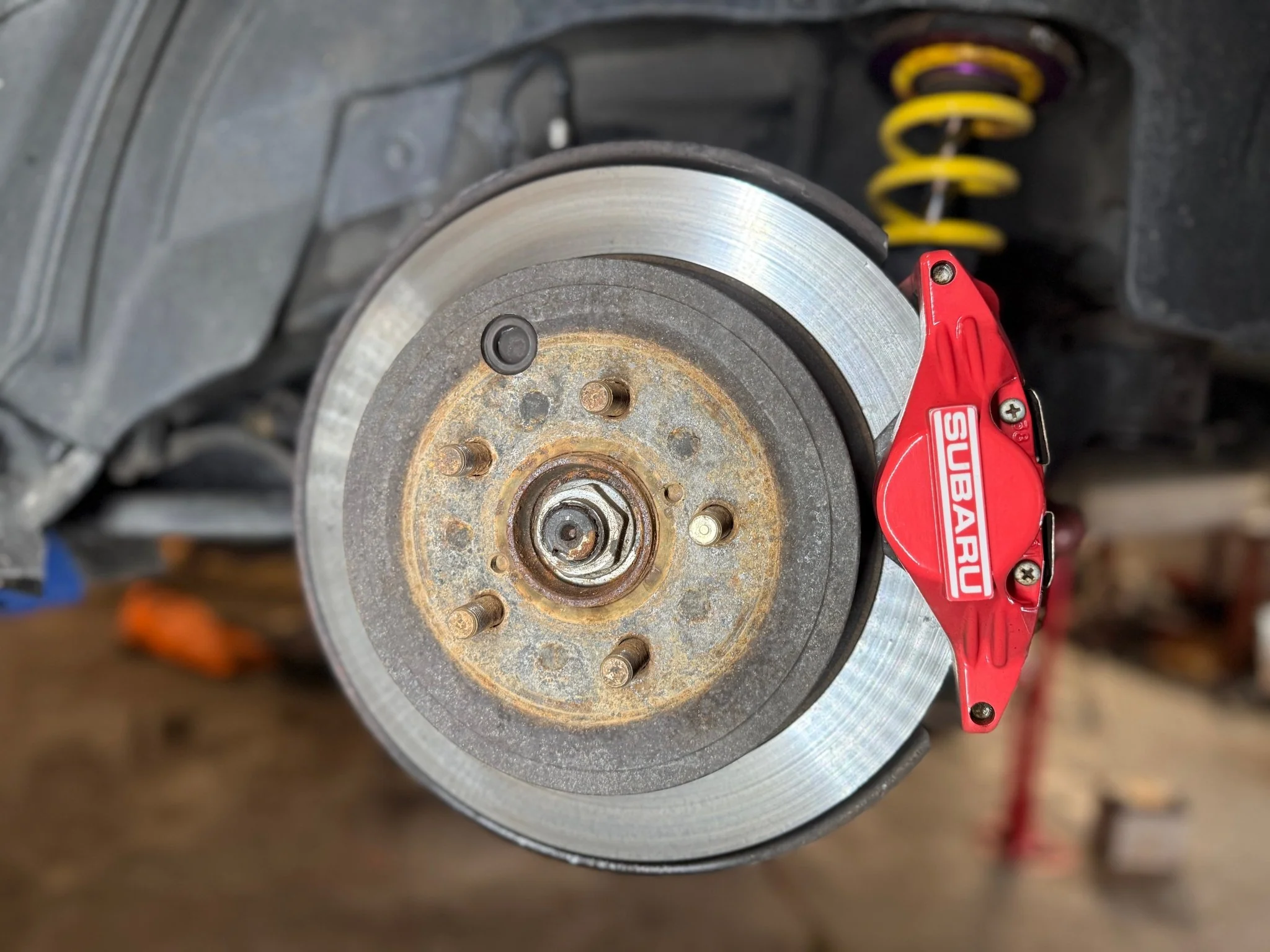 FAST WRX brake kit 5x100 08-14 SUBARU WRX 4 / 2 pot Fuji calipers wave spec rotors & adapters - Image 25