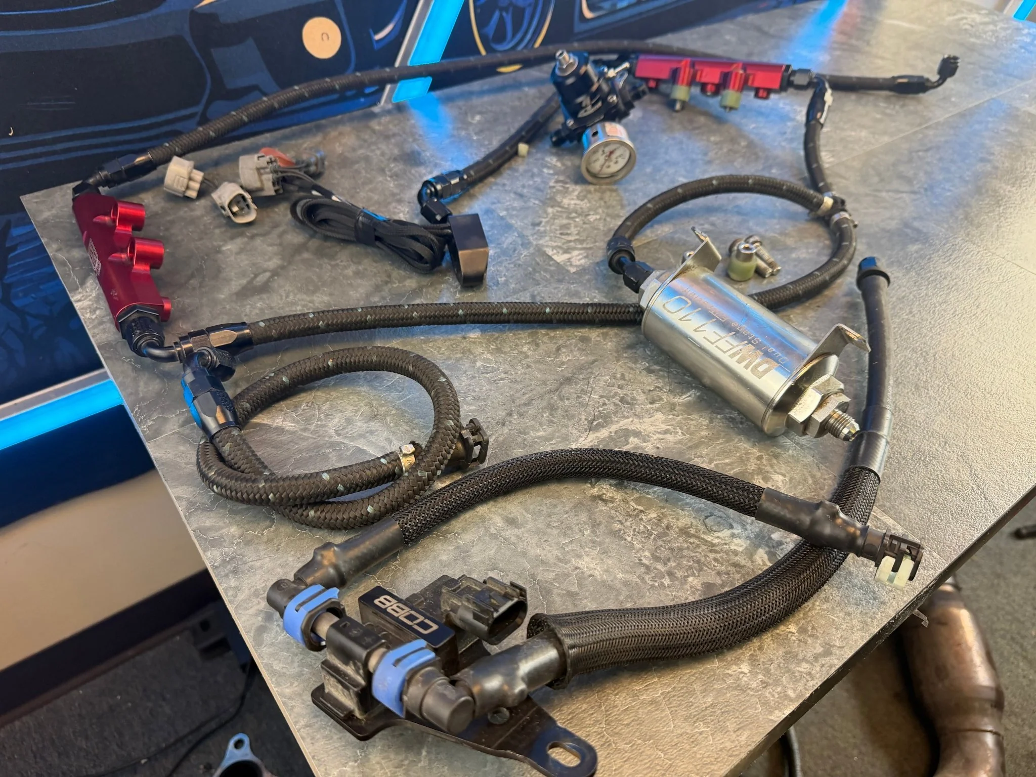 Fuel Kit 08-21 Subaru STi 08-14 WRX IAG Lines/Rails Cobb Flex Kit Areo Reg & DW filter - Image 2