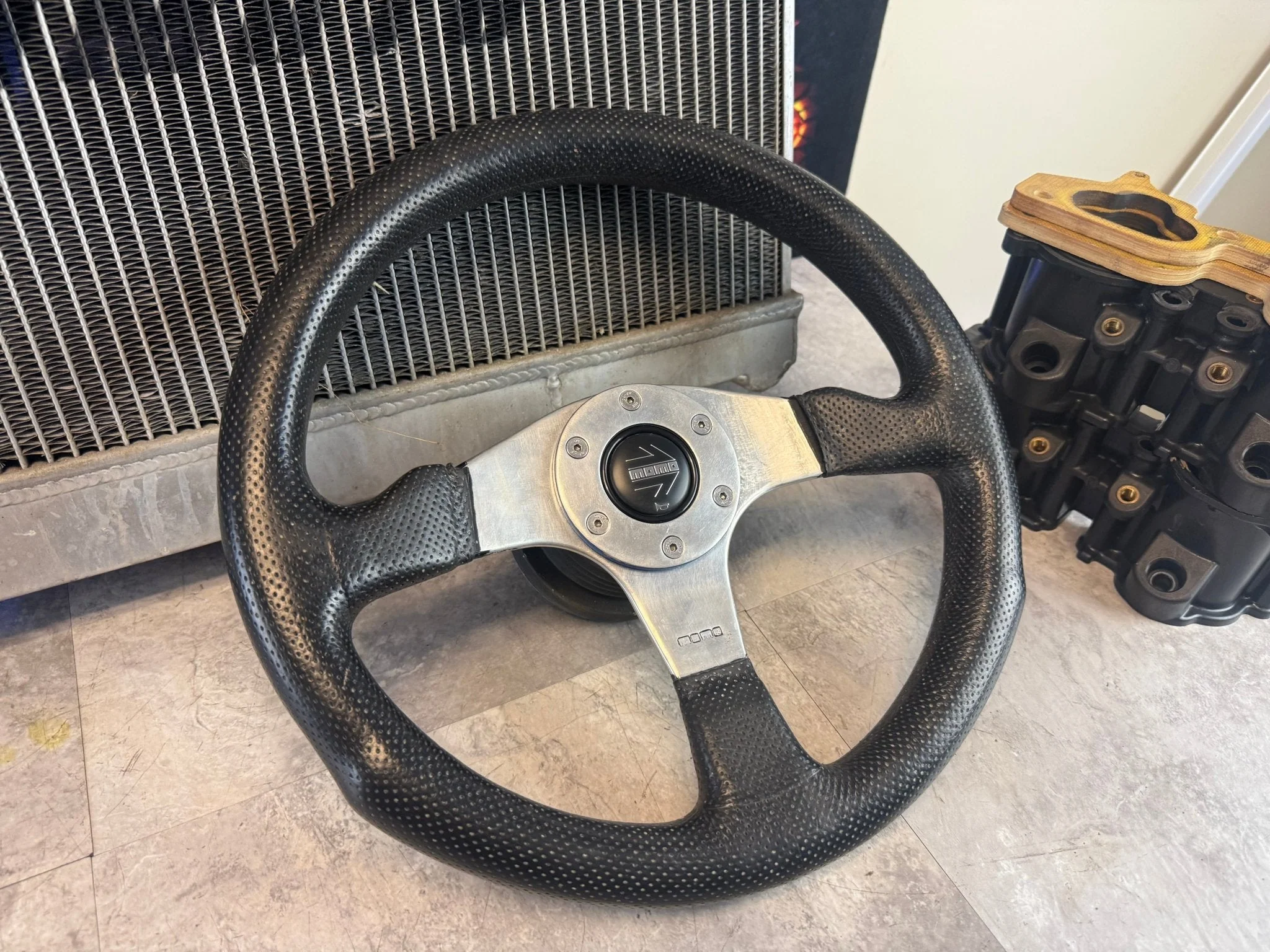 Subaru WRX STi MOMO Italian Italy Leather Aftermarket Steering Wheel & W: Hub Adapter 350 MM
