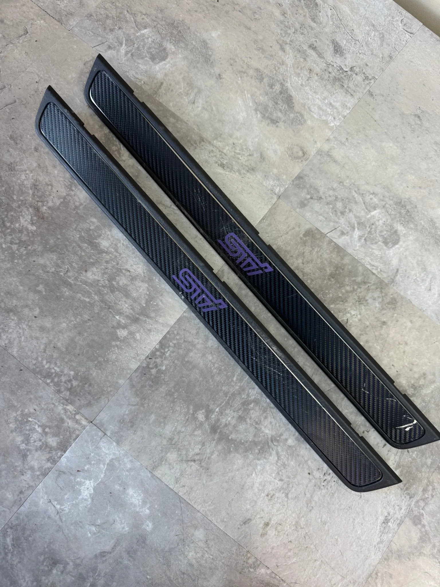 2008-2014 Subaru Impreza WRX STi OEM Door Sill Plate Carbon Fiber Wrap L2