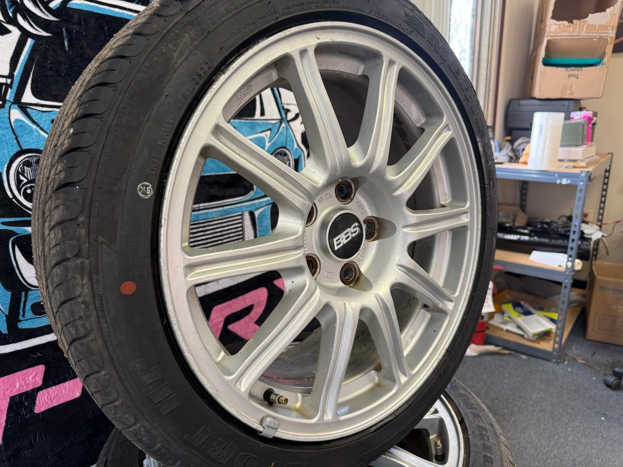 OEM BBS Subaru STi wheels forged 5x114 2005-2007 clear brembos WRX SWAP & center caps