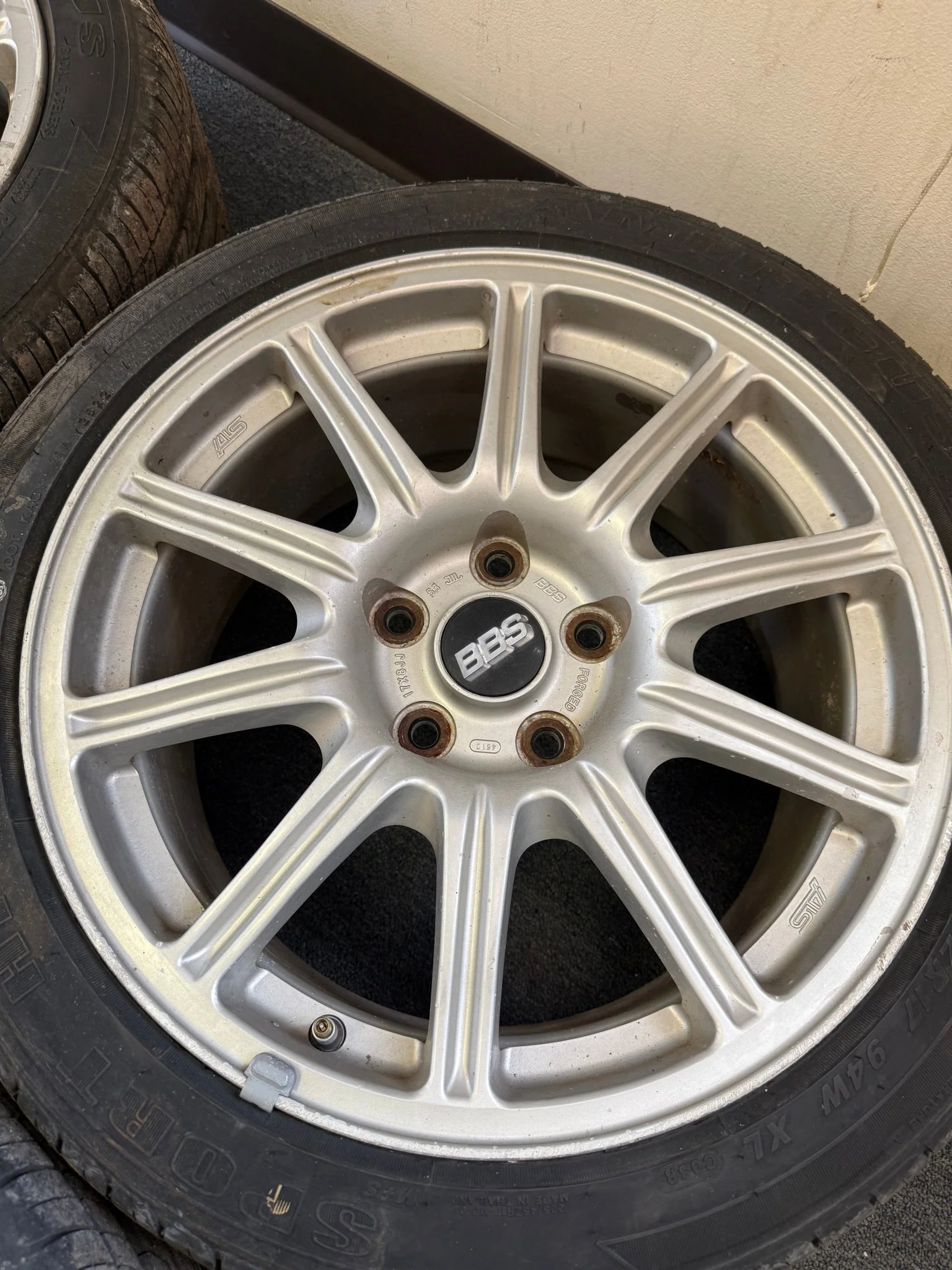 OEM BBS Subaru STi wheels forged 5x114 2005-2007 clear brembos WRX SWAP & center caps - Image 11