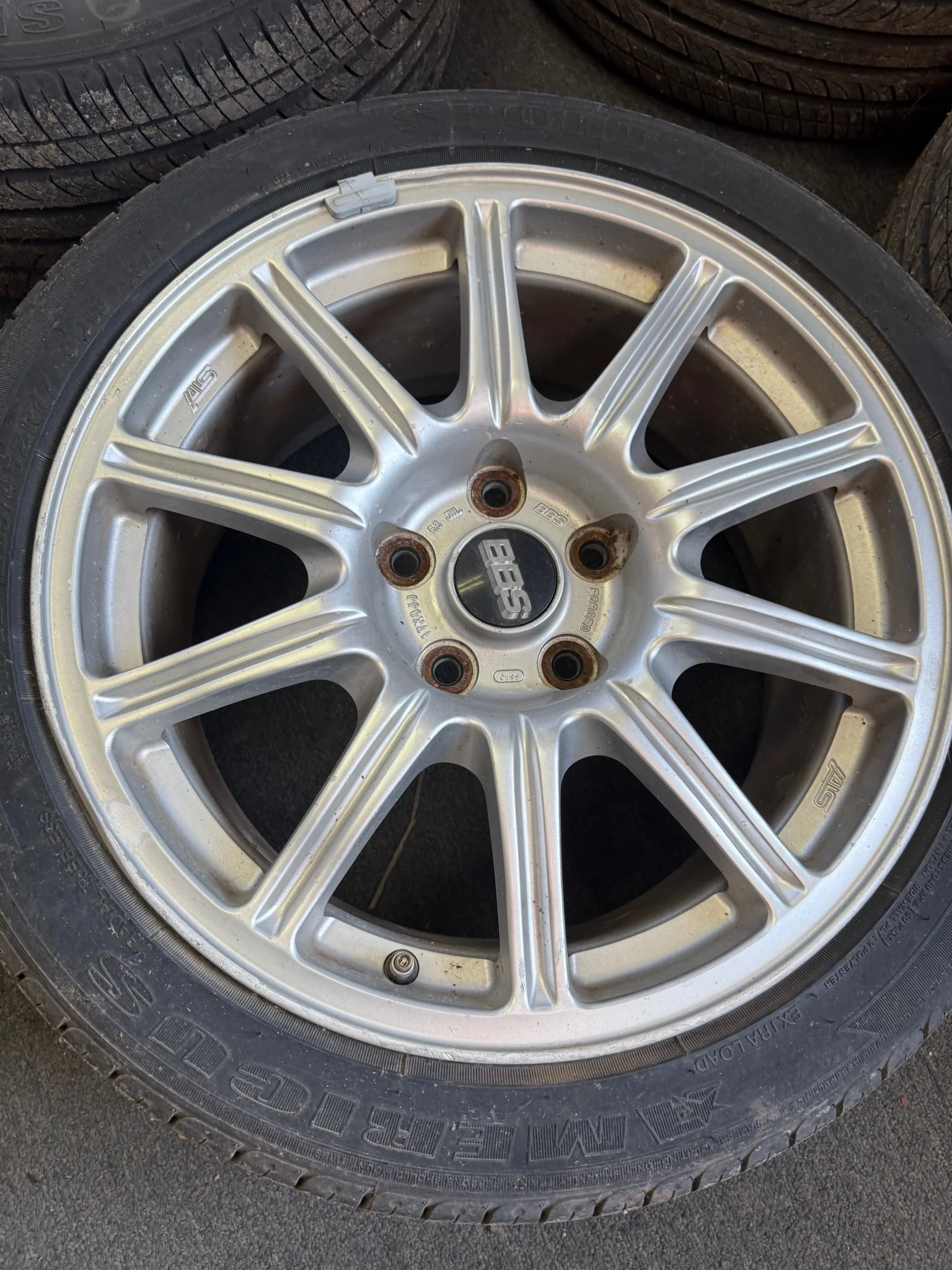 OEM BBS Subaru STi wheels forged 5x114 2005-2007 clear brembos WRX SWAP & center caps - Image 12