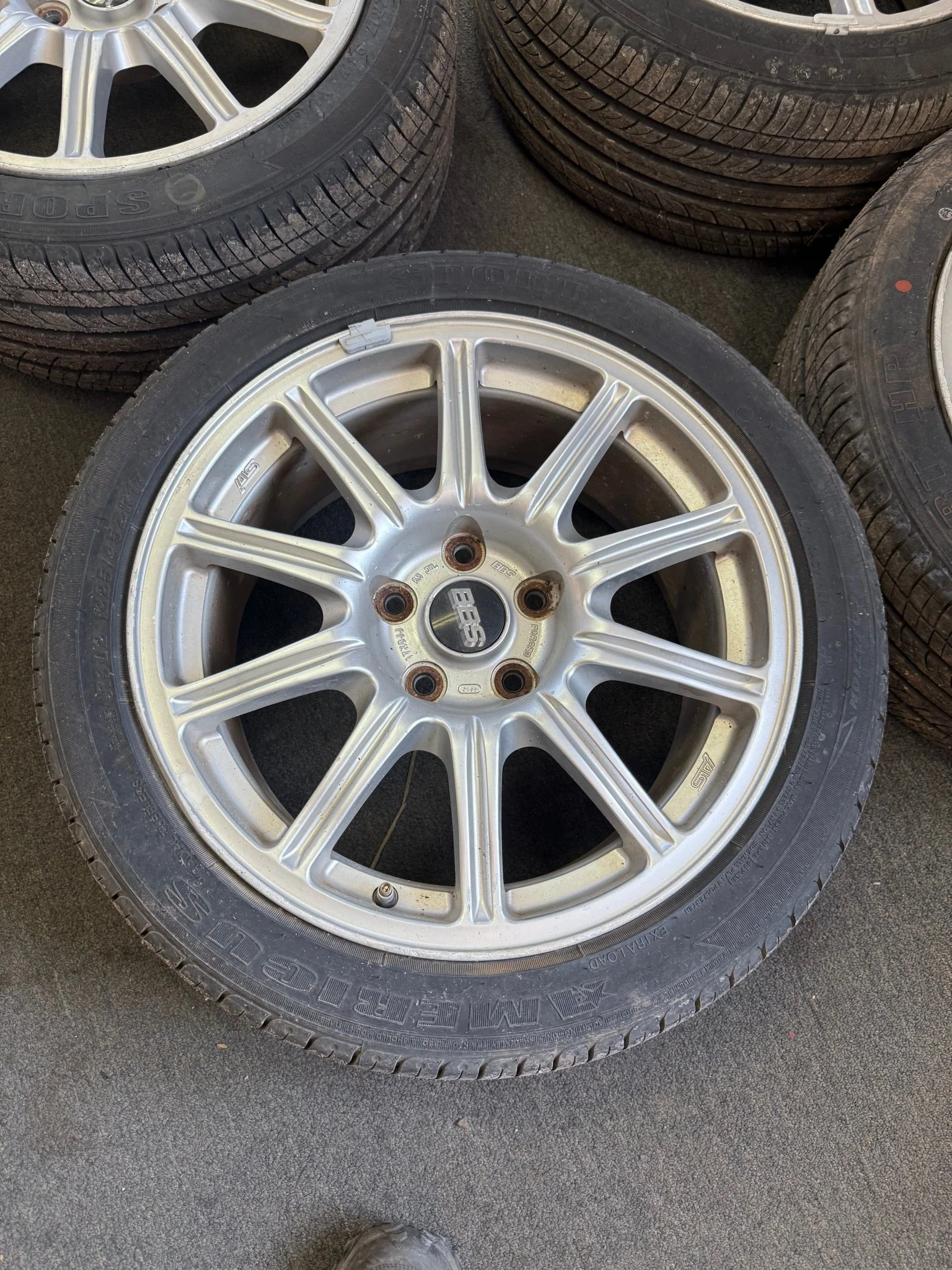OEM BBS Subaru STi wheels forged 5x114 2005-2007 clear brembos WRX SWAP & center caps - Image 13
