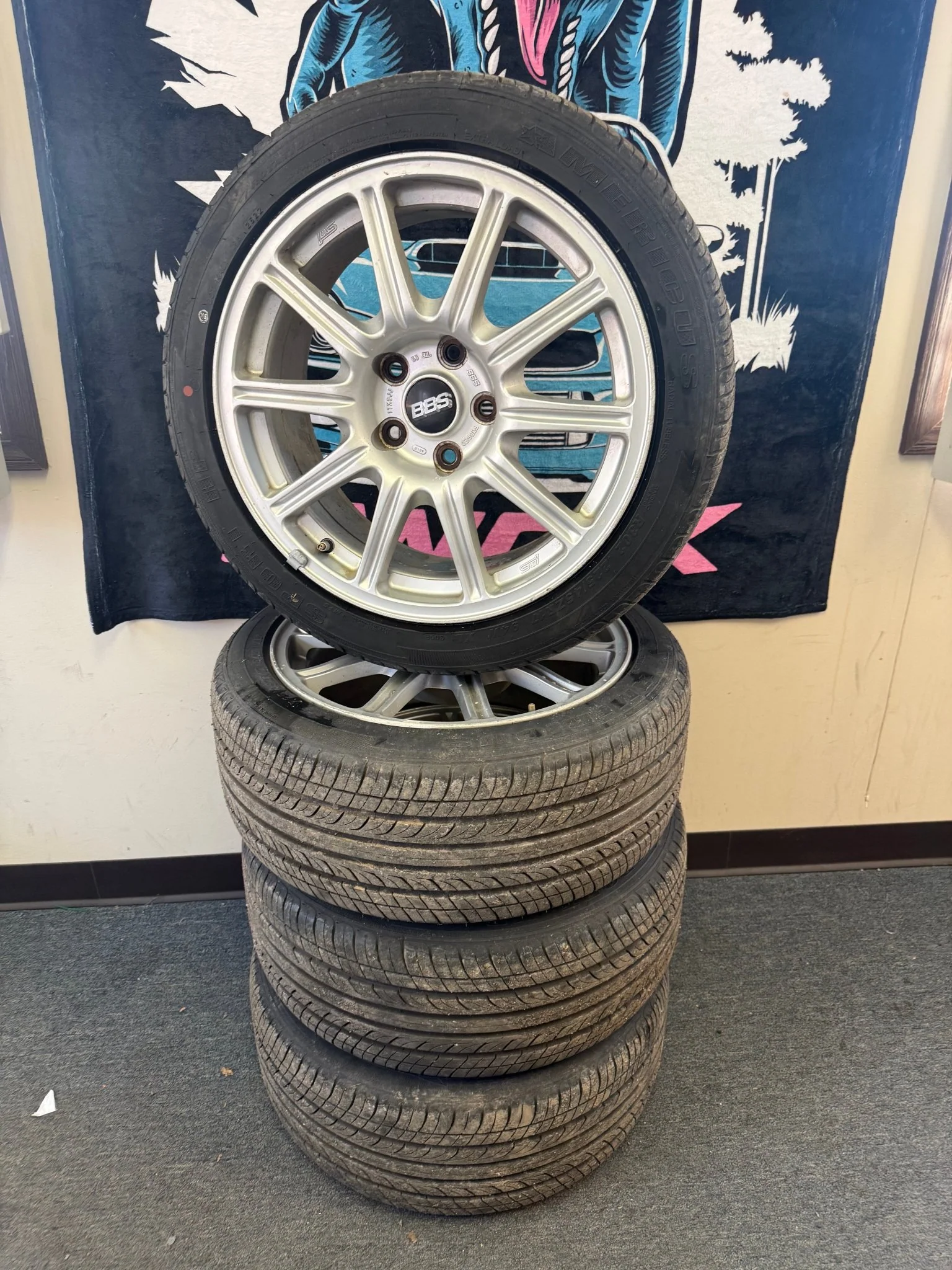 OEM BBS Subaru STi wheels forged 5x114 2005-2007 clear brembos WRX SWAP & center caps - Image 16
