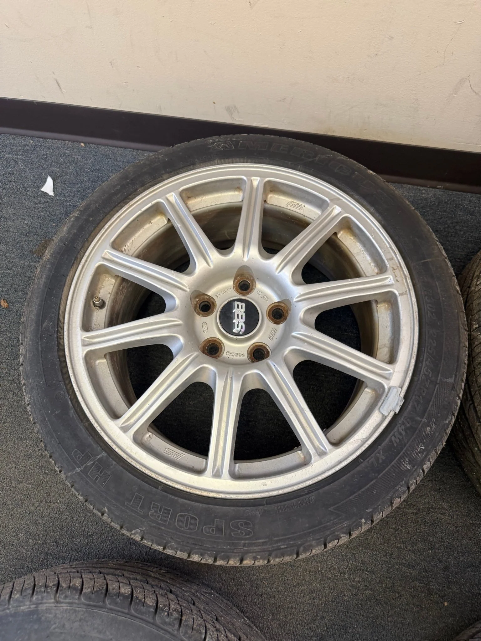 OEM BBS Subaru STi wheels forged 5x114 2005-2007 clear brembos WRX SWAP & center caps - Image 8
