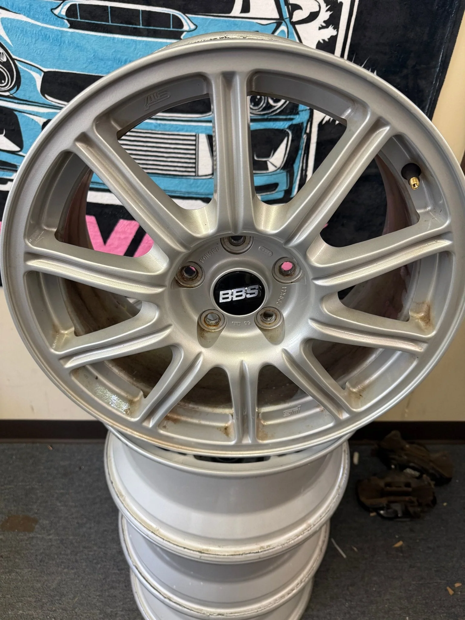OEM BBS Subaru STi Wheels Forged 5x114 2005-2007 WRX SWAP w/ Center Caps +53