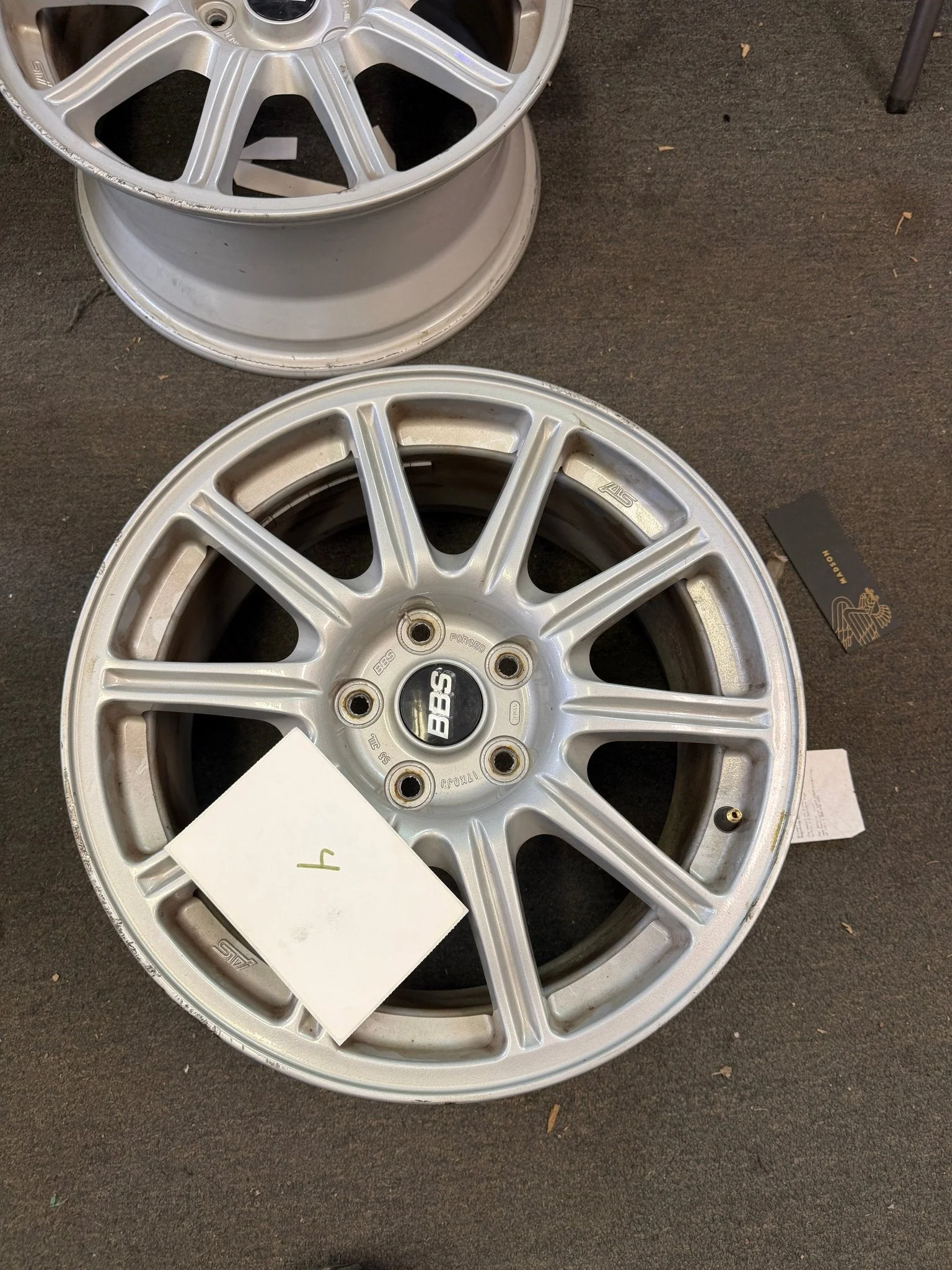 OEM BBS Subaru STi Wheels Forged 5x114 2005-2007 WRX SWAP w/ Center Caps +53 - Image 10
