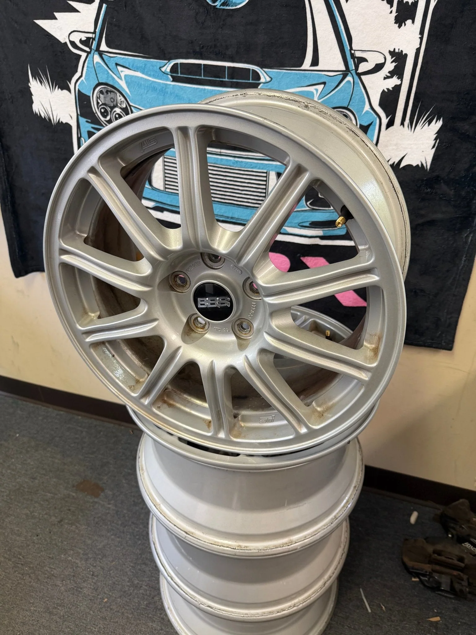 OEM BBS Subaru STi Wheels Forged 5x114 2005-2007 WRX SWAP w/ Center Caps +53 - Image 3