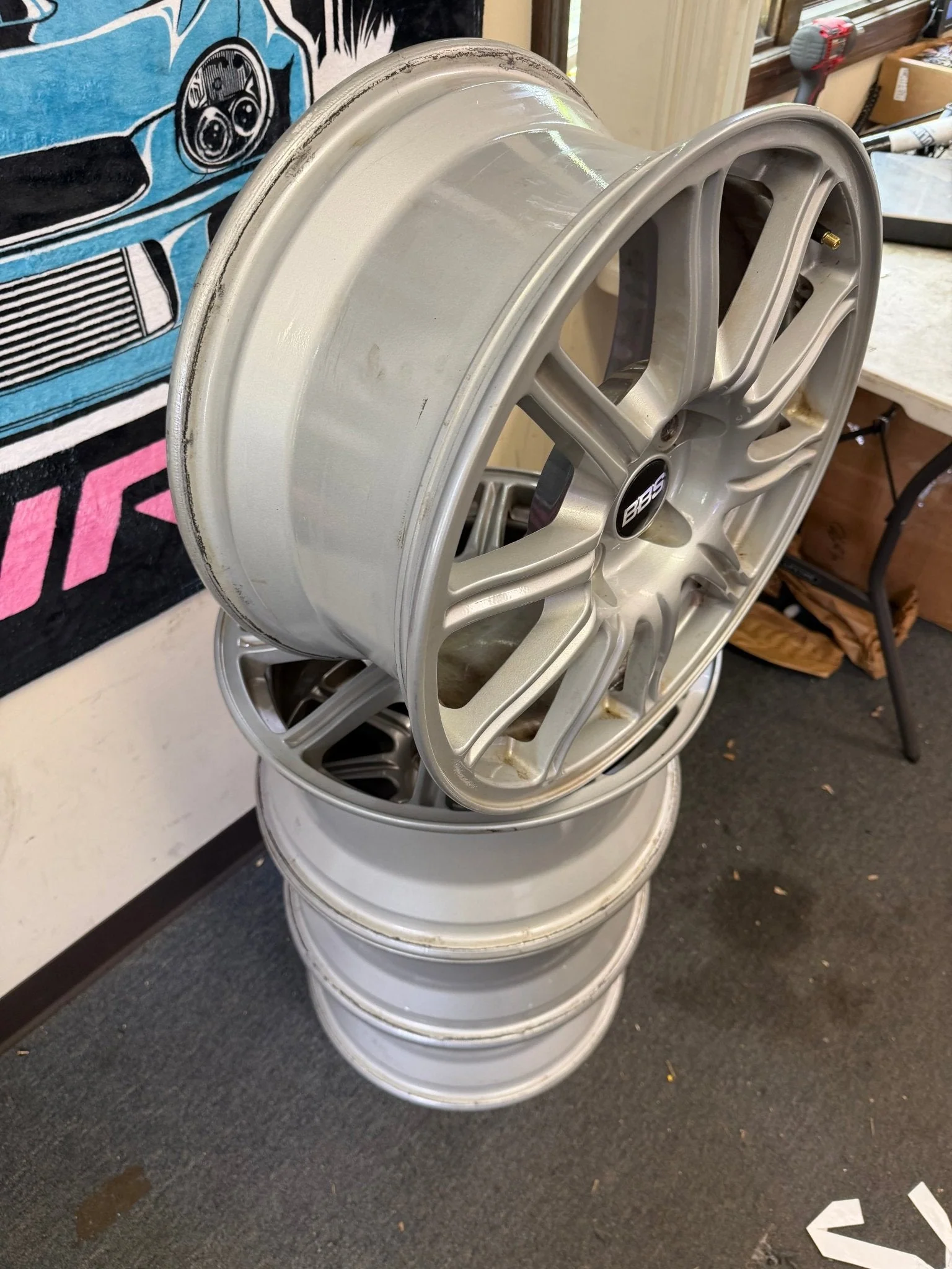 OEM BBS Subaru STi Wheels Forged 5x114 2005-2007 WRX SWAP w/ Center Caps +53 - Image 4