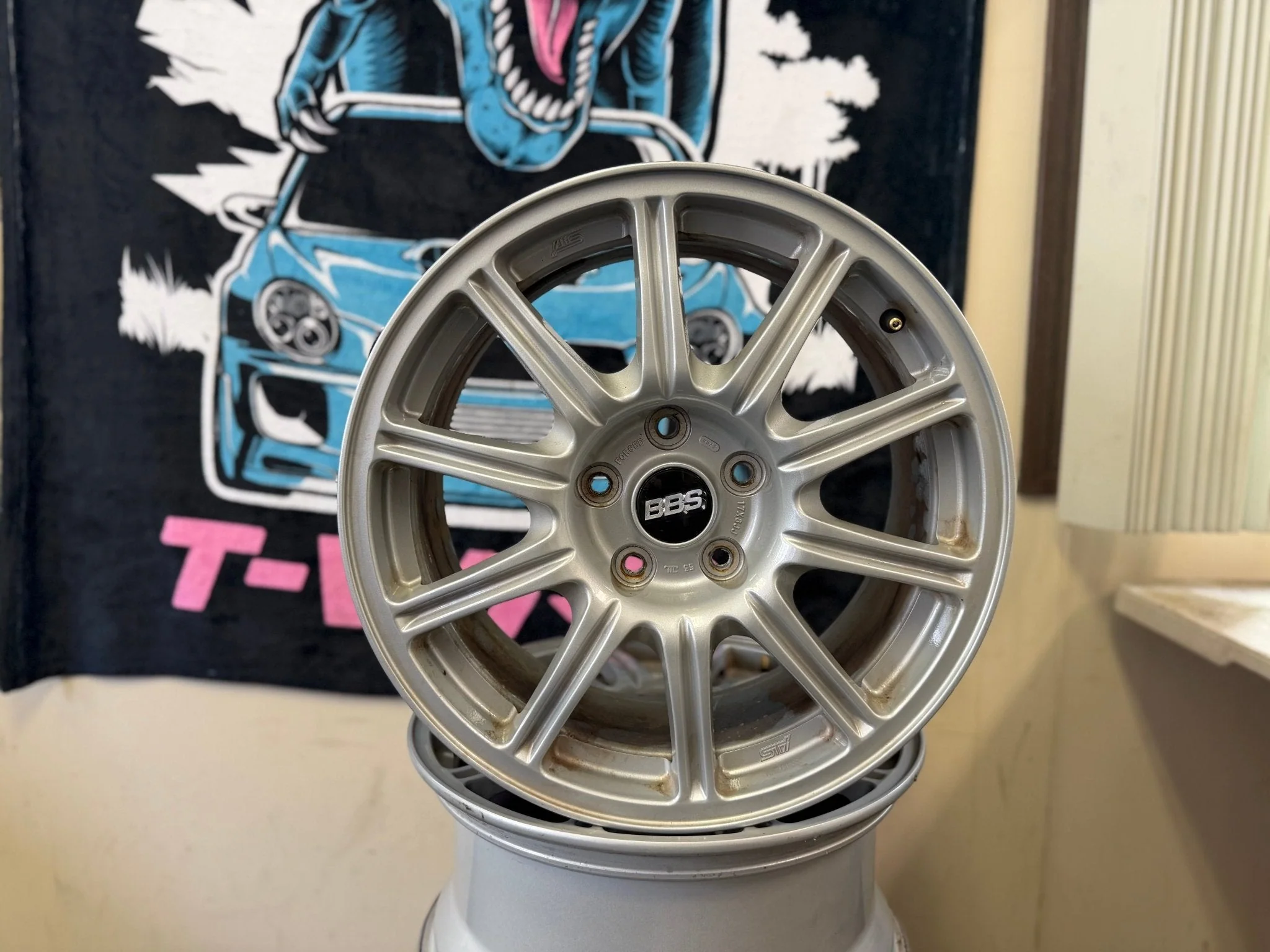 OEM BBS Subaru STi Wheels Forged 5x114 2005-2007 WRX SWAP w/ Center Caps +53 - Image 5