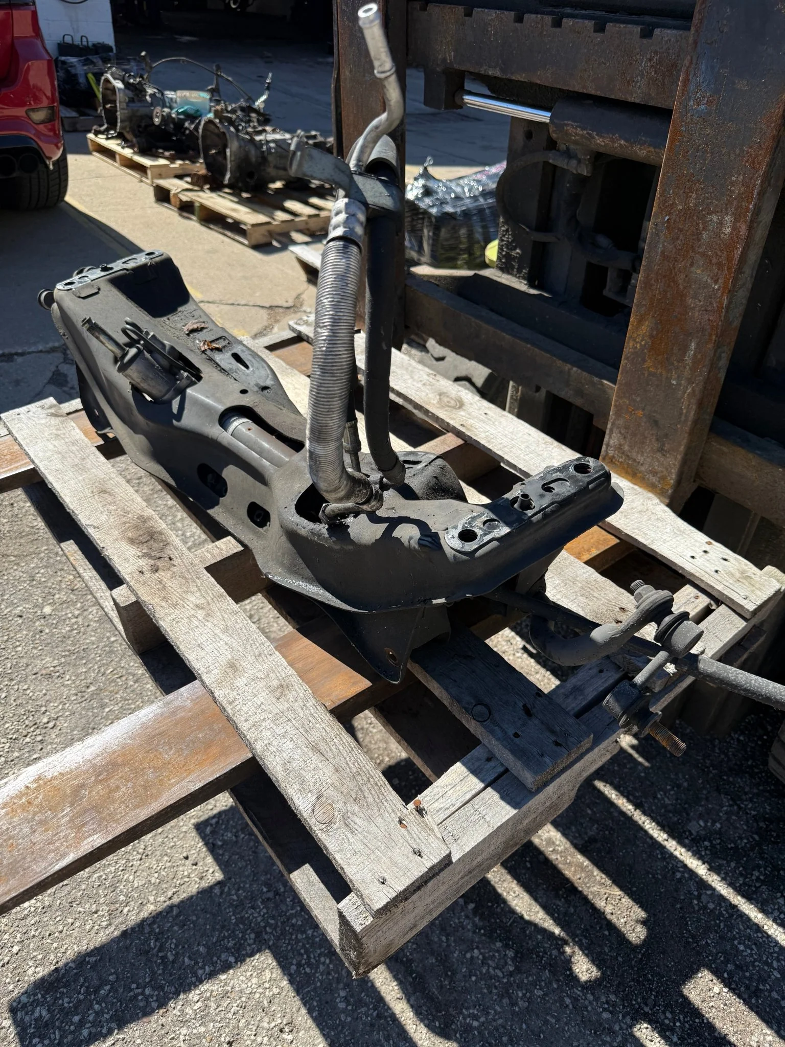 OEM Subaru STi steering rack & engine cradle subframe WRX swap w/ sway bar & power steering lines - Image 3
