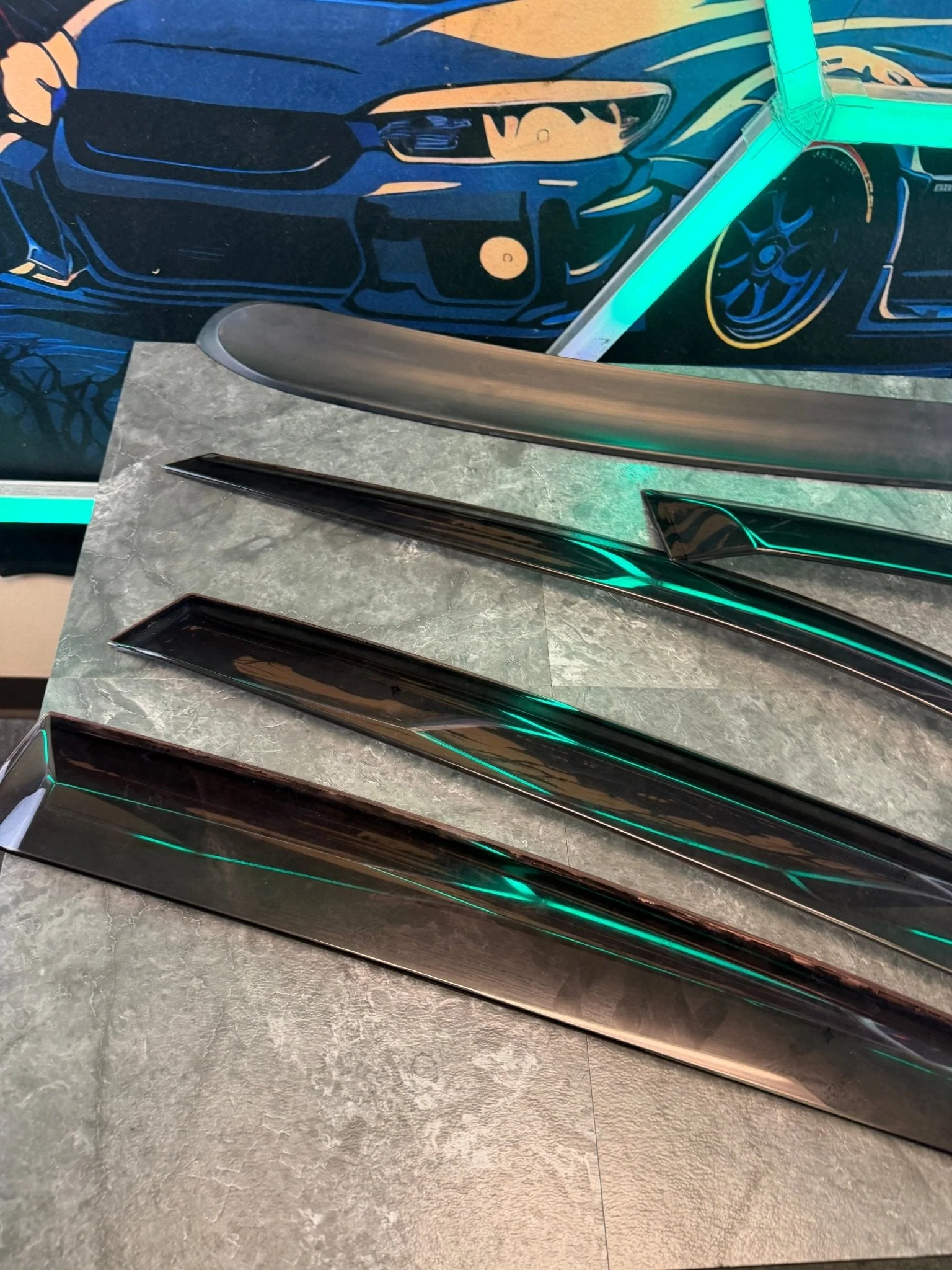 OEM 08-14 Subaru WRX/STi Window Rain Trim Guards/Rear Window Wing Spoiler King - Image 8