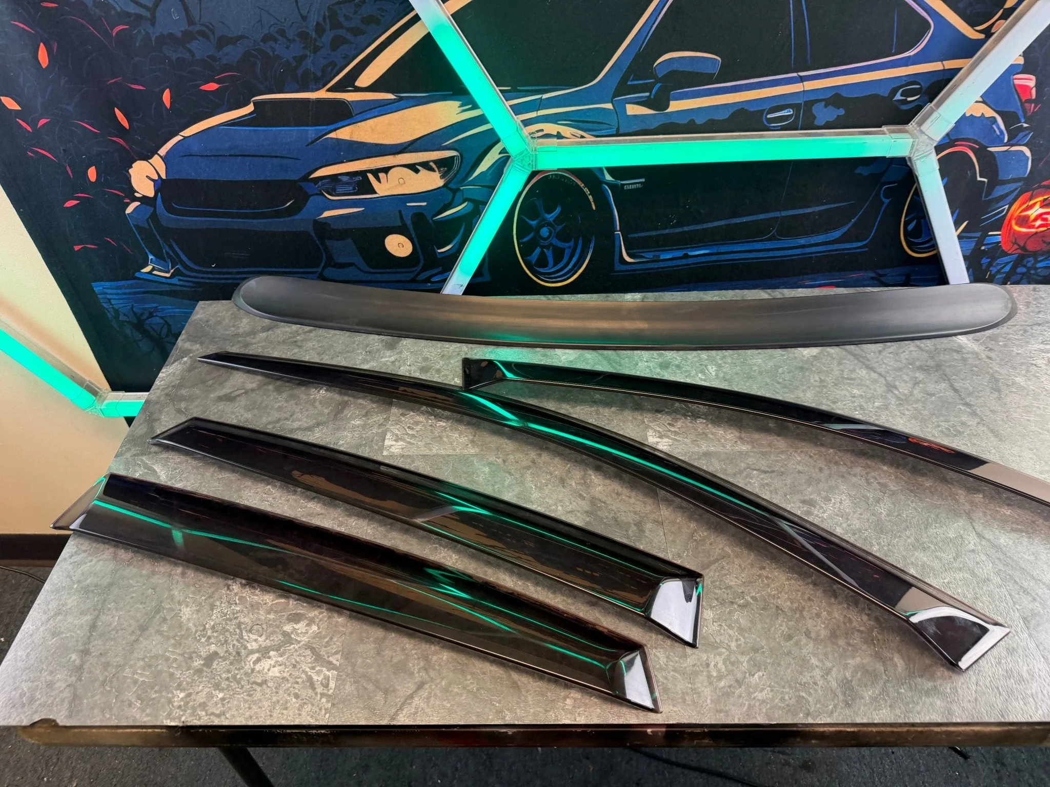 OEM 08-14 Subaru WRX/STi Window Rain Trim Guards/Rear Window Wing Spoiler King - Image 9