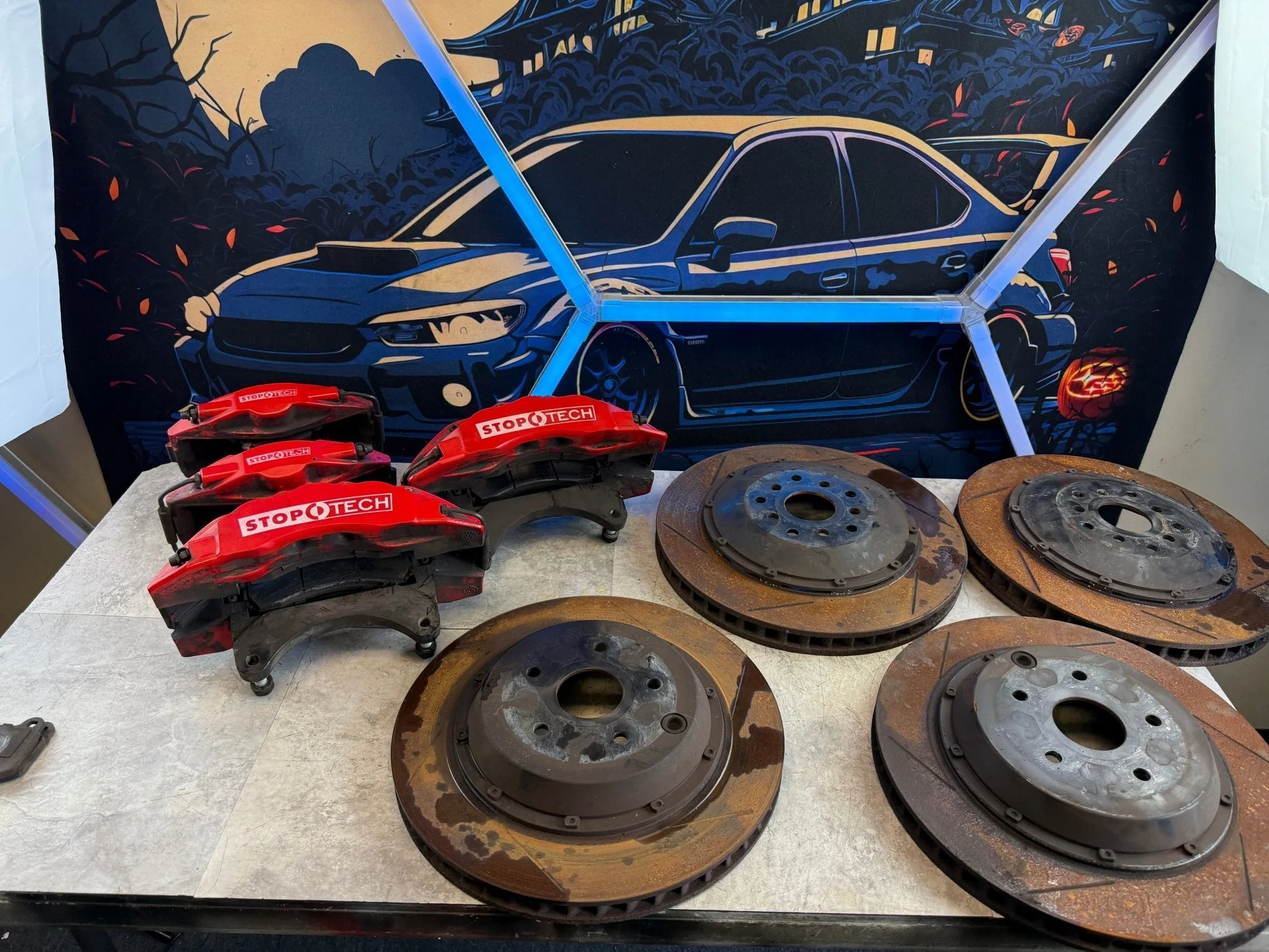 STOPTECH Massive BBK Big Brake Kit 05-21 Subaru STi Front/Rear 6-piston 5x114 - Image 5