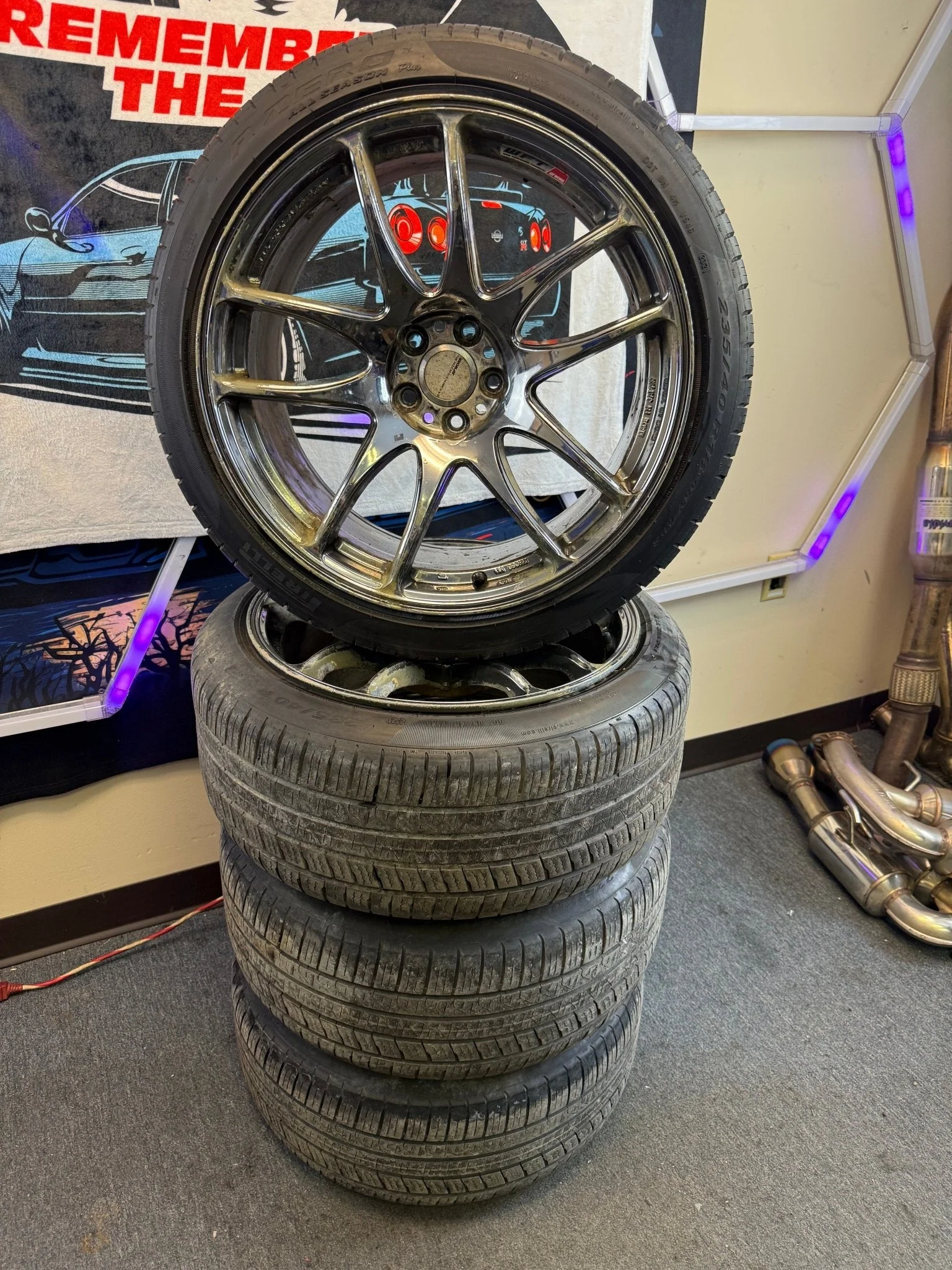 WORK CR Kiwami Wheels Subaru WRX STi 5x100 18x9.5 +38 Rims w/ 235/40r18 Tires - Image 14