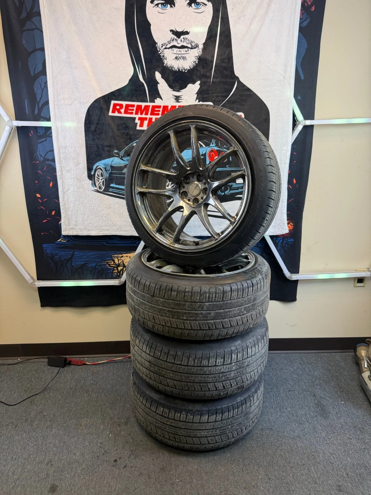 WORK CR Kiwami Wheels Subaru WRX STi 5x100 18x9.5 +38 Rims w/ 235/40r18 Tires - Image 2