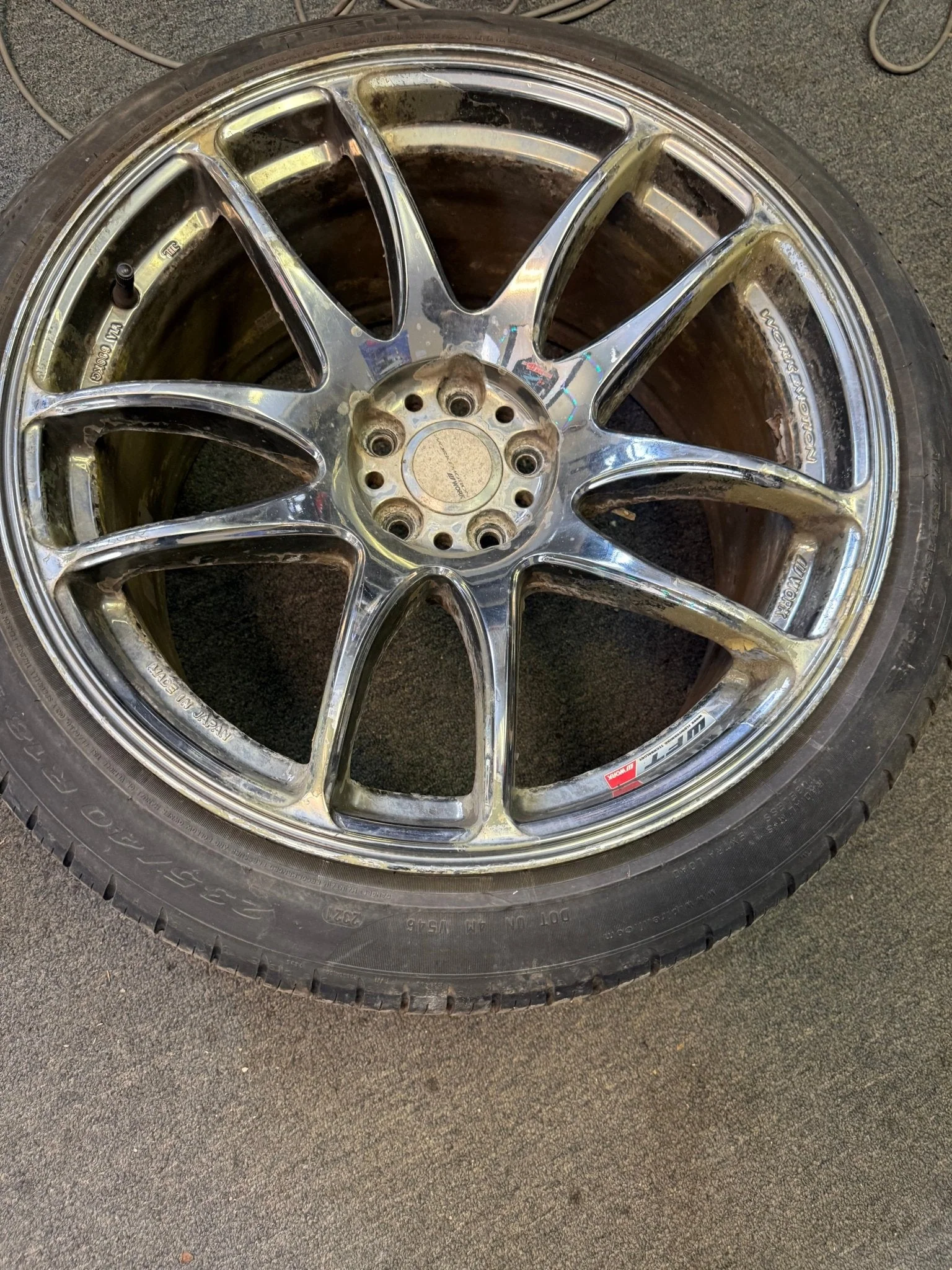 WORK CR Kiwami Wheels Subaru WRX STi 5x100 18x9.5 +38 Rims w/ 235/40r18 Tires - Image 7